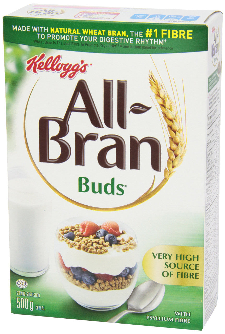 Kellogg's All Bran Buds Cereal 500g/17.6oz, (Imported from Canada)