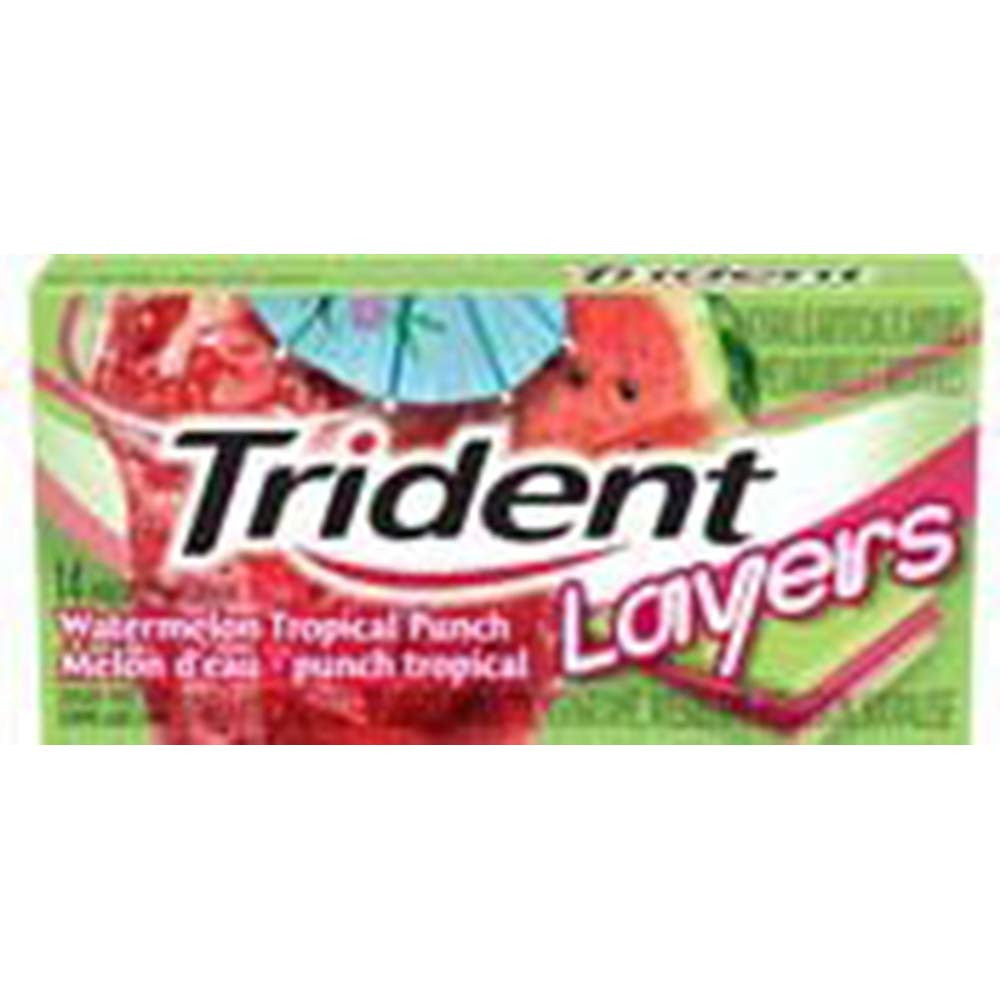 Layers Sugar Free Gum (14-Pieces/Box) (Watermelon Tropical Punch) (Pack of 3) {Imported from Canada}