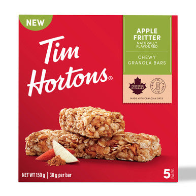 Tim Hortons Apple Fritter Granola Bars, Peanut Free, 5 Count, {Imported from Canada}