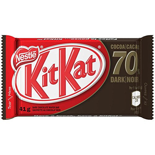 Nestle Kit Kat Dark Bar 70% Cocoa, 41g/1.44oz. -24pk {Imported from Canada}