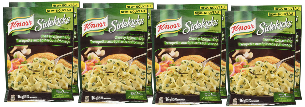 Knorr Sidekicks, Cheesy Spinach Dip Pasta, Side Dishes, 116g/4.1oz, 8ct, {Imported from Canada}