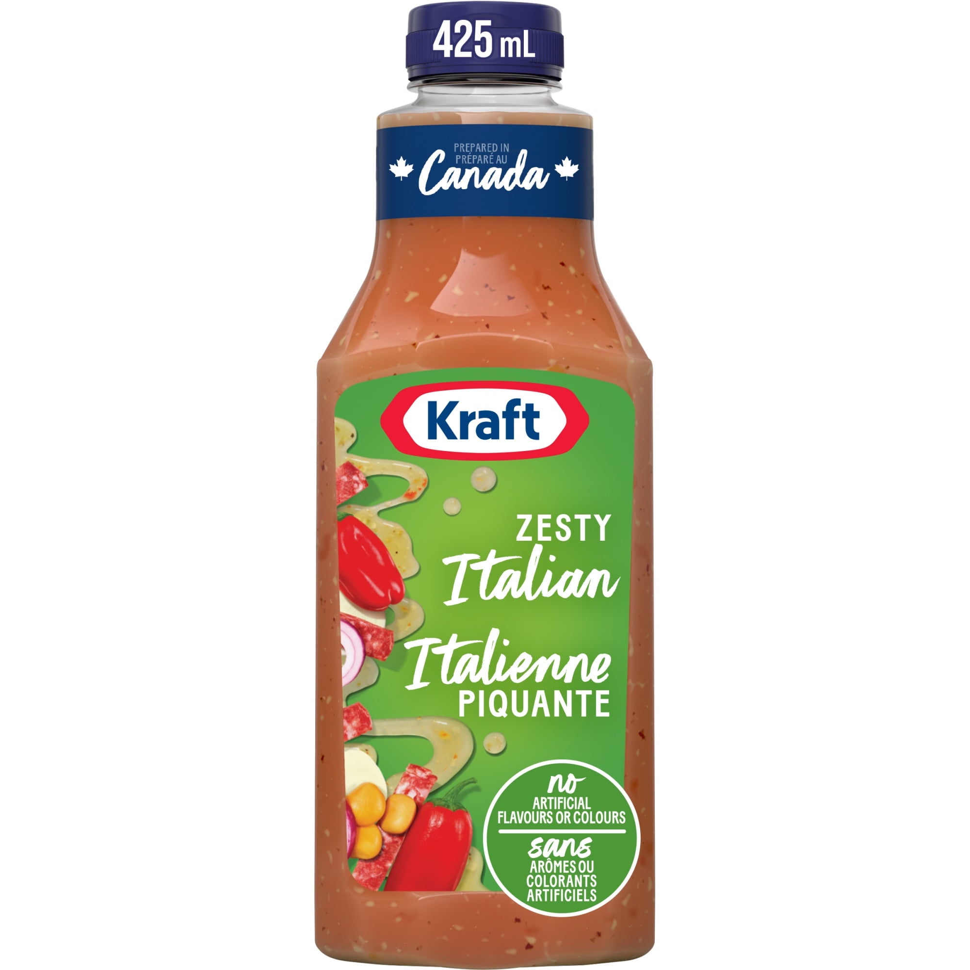 Kraft Zesty Italian Dressing 425ml/14.4 oz., Bottle, front of bottle