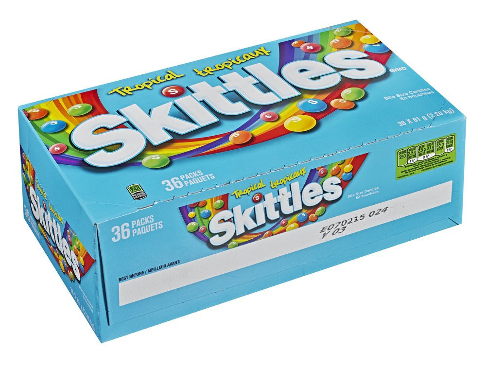 Skittles Tropical Gummy Candy, 61g/2.2oz., (36pk) {Imported from Canada}