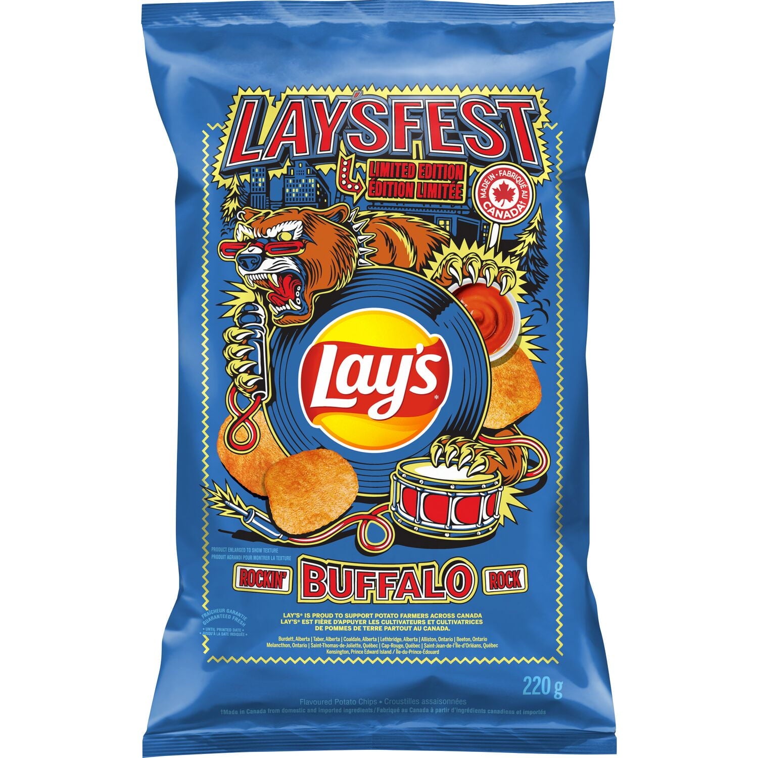 Lays LAYSFEST Rockin' Buffalo Potato Chips, 220g/7.8 oz - Front