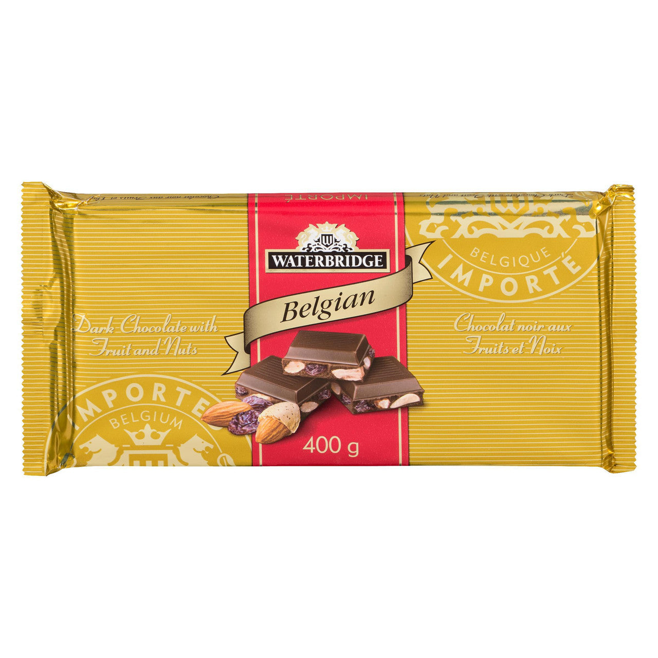 Waterbridge Candy Bar, 400g/14.1oz, Belgian Dark Chocolate Fruit and Nut