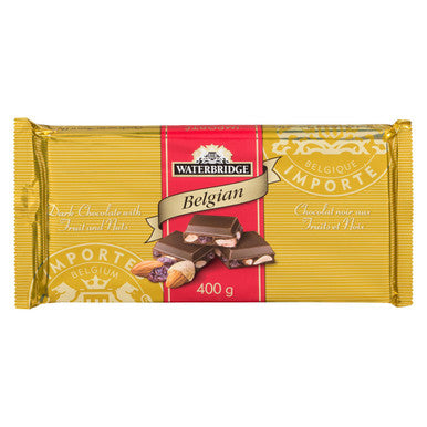 Waterbridge Candy Bar, 400g/14.1oz, Belgian Dark Chocolate Fruit and Nut