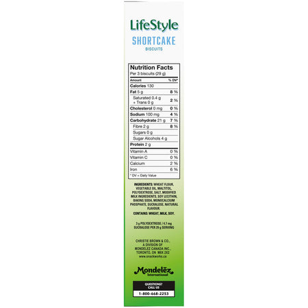 Christie, Peek Freans Lifestyle Shortcake Biscuits, No Sugar Added, 290g/10.2 oz., Box, {Imported from Canada}