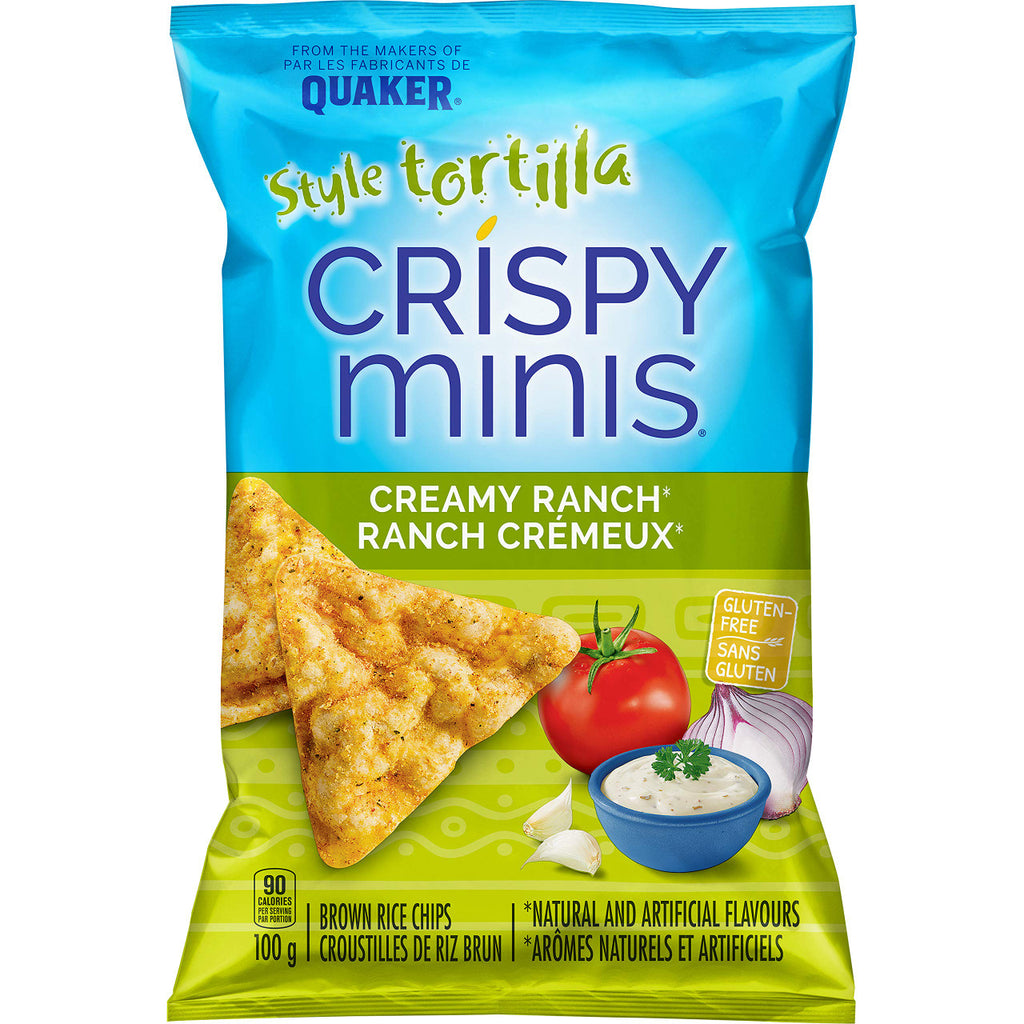 Quaker Crispy Minis Tortilla Style Creamy Ranch Rice Chips, 100g/3.5 oz., 12pk {Imported from Canada}