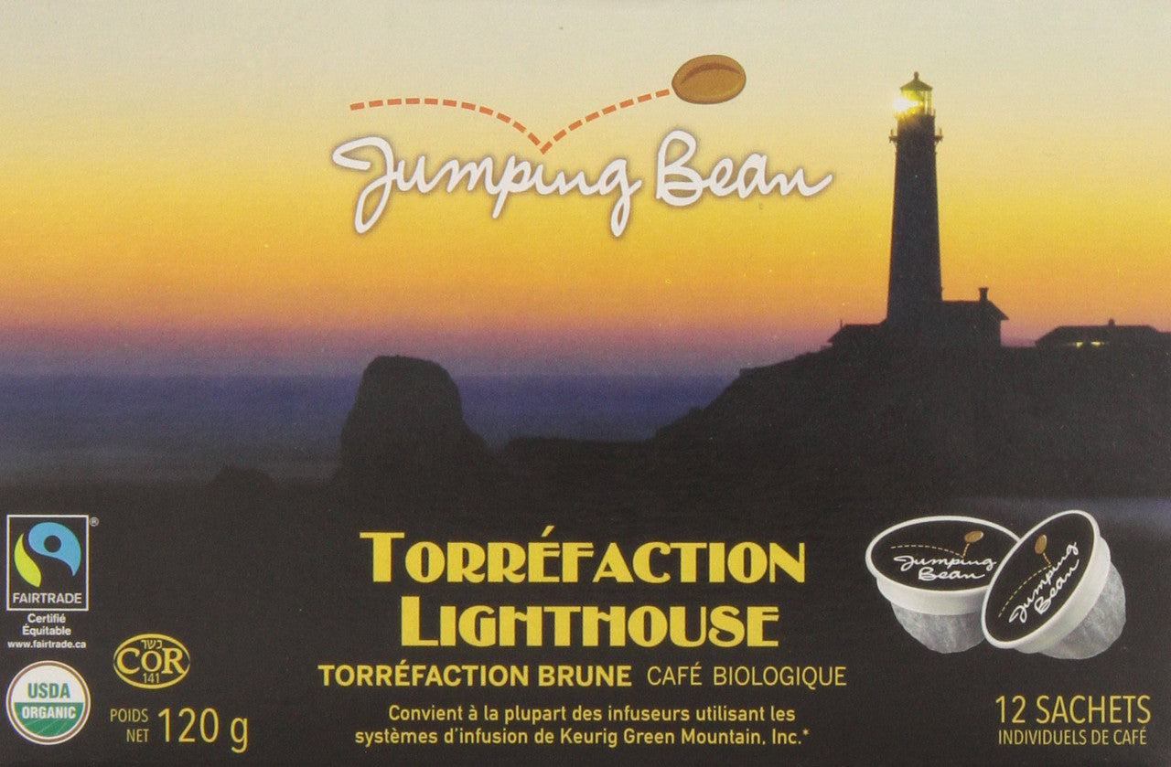 Jumping Bean Lighthouse Light Roast Fairtrade Organic 100% Compostable Coffee Pods - 12ct