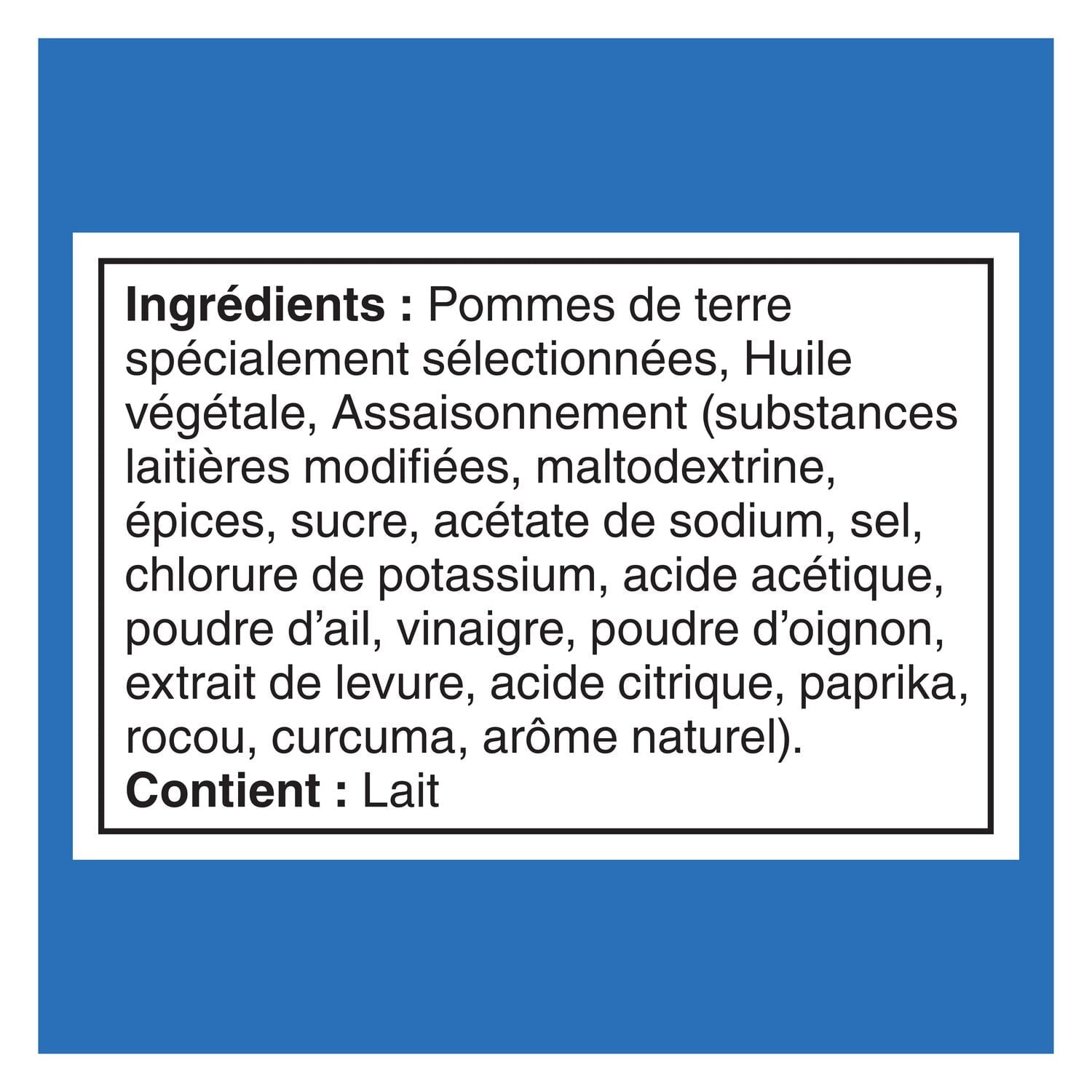 Lays LAYSFEST Rockin' Buffalo Potato Chips, 220g/7.8 oz - Ingredients Label French