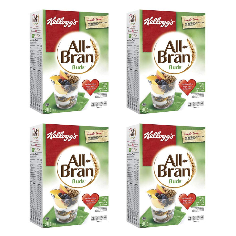 Kellogg's All Bran Buds Cereal 500g/17.6oz, 4-Pack (Imported from Canada)