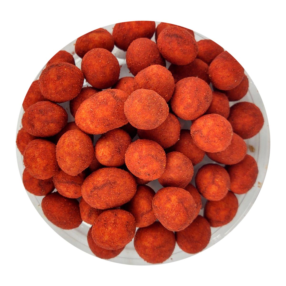 Takis Hot Nuts Flare, Double Crunch Peanuts, (12x90g),1.08kg/38.1 oz., hot nuts in a bowl.