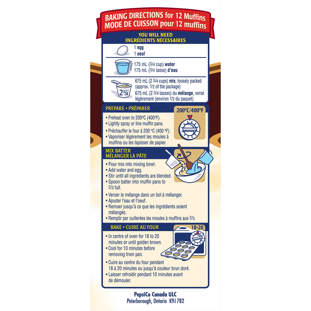 Quaker Muffin Mix Oatmeal Chocolate Chip, 900g/31.7 oz. (12pk) {Imported from Canada}