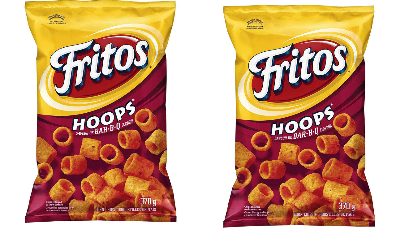 Frito Hoops BBQ Corn Chips 370g/13 oz., (2 pack) {Imported from Canada}