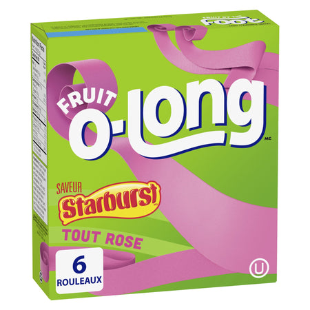 Box of Fruit O-Long Starburst candy with green and pink design