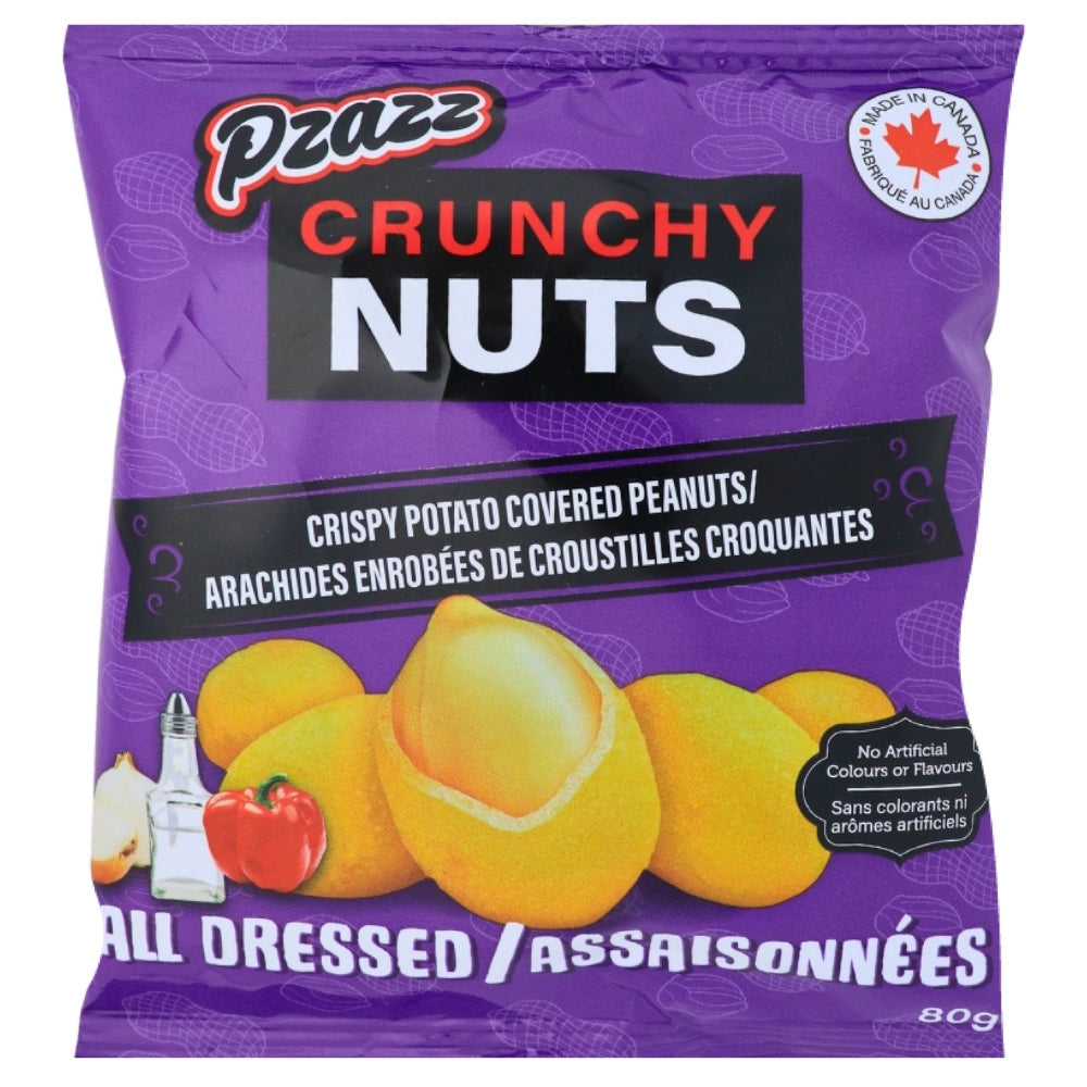 Pzazz Crunchy Nuts, Crispy Potato Covered Peanuts, All Dressed Flavored, 80g/3 oz