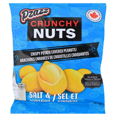 Pzazz Crunchy Nuts, Crispy Potato Covered Peanuts, Salt & Vinegar Flavored, 80g/3 oz