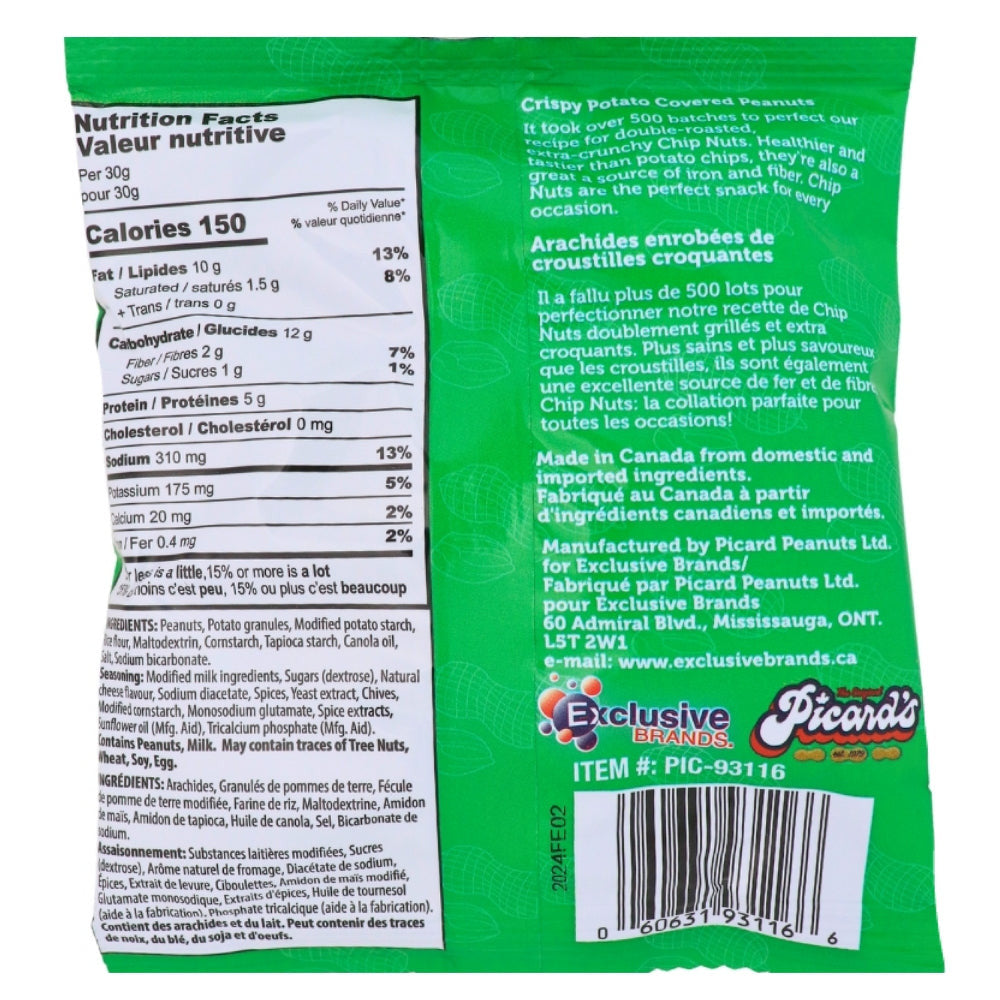 Pzazz Crunchy Nuts, Crispy Potato Covered Peanuts,Sour Cream & Chive  Flavored, 80g/3 oz., Bag {Imported from Canada}