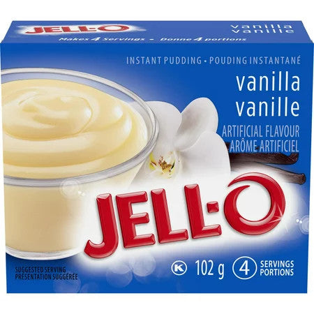 Jello Vanilla Instant Pudding, 102g/3.6oz., X 6 pkg, {Imported from Canada}
