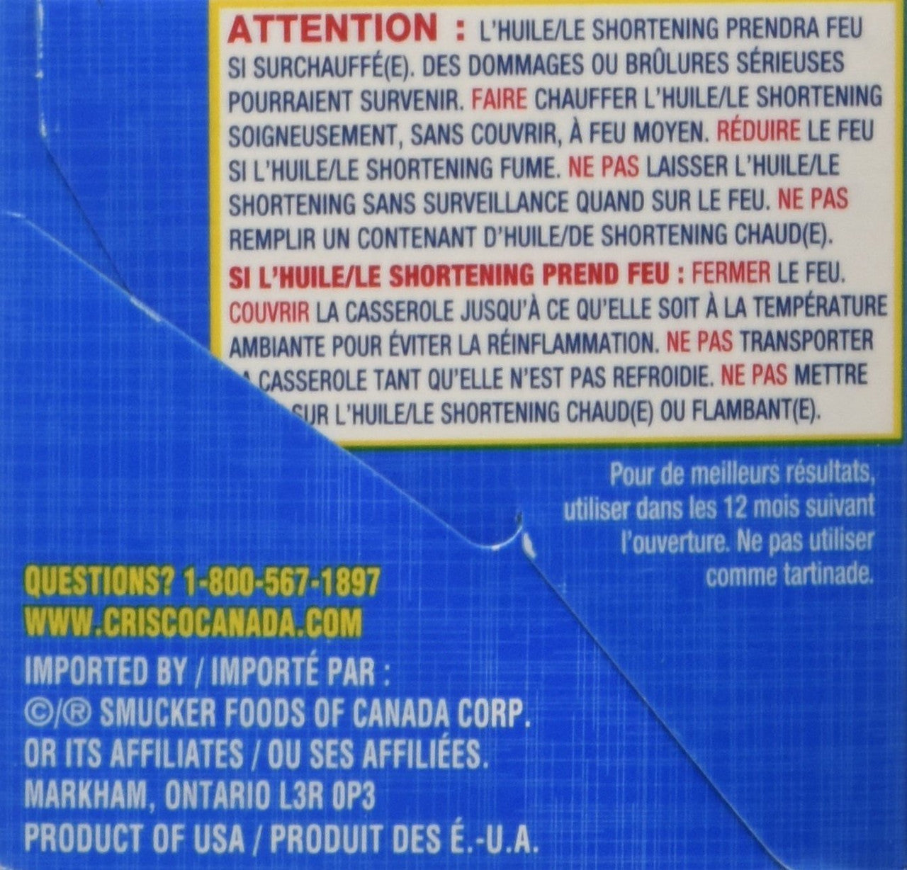 Crisco All-Vegetable Shortening, 454g/1lb., {Imported from Canada}