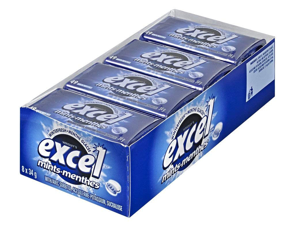 Excel Mints Winterfresh, 34g Tin, 8 Count, {Imported from Canada}