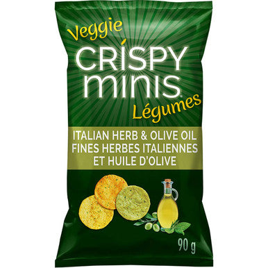 Quaker Crispy Minis Veggie Italian Herb & Olive Oil Multigrain Chips, 90g/3.2 oz. (Imported from Canada)