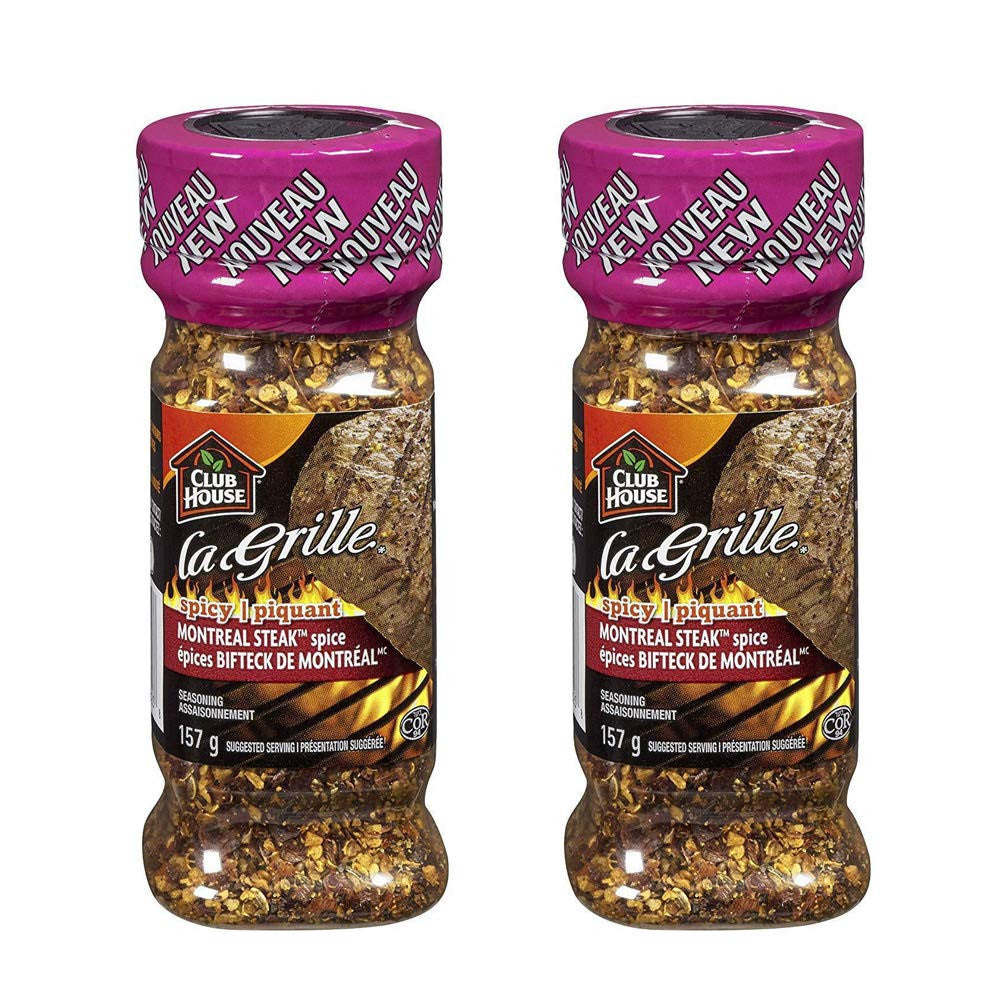 Club House La Grille Spicy Montreal Steak Spice Seasoning, 157g/5.5oz, 2-Pack {Imported from Canada}