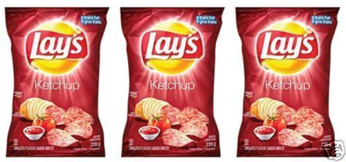 Lays Ketchup Potato Chips Eh! 3 Bags & Canada Flag!! {Imported from Canada}
