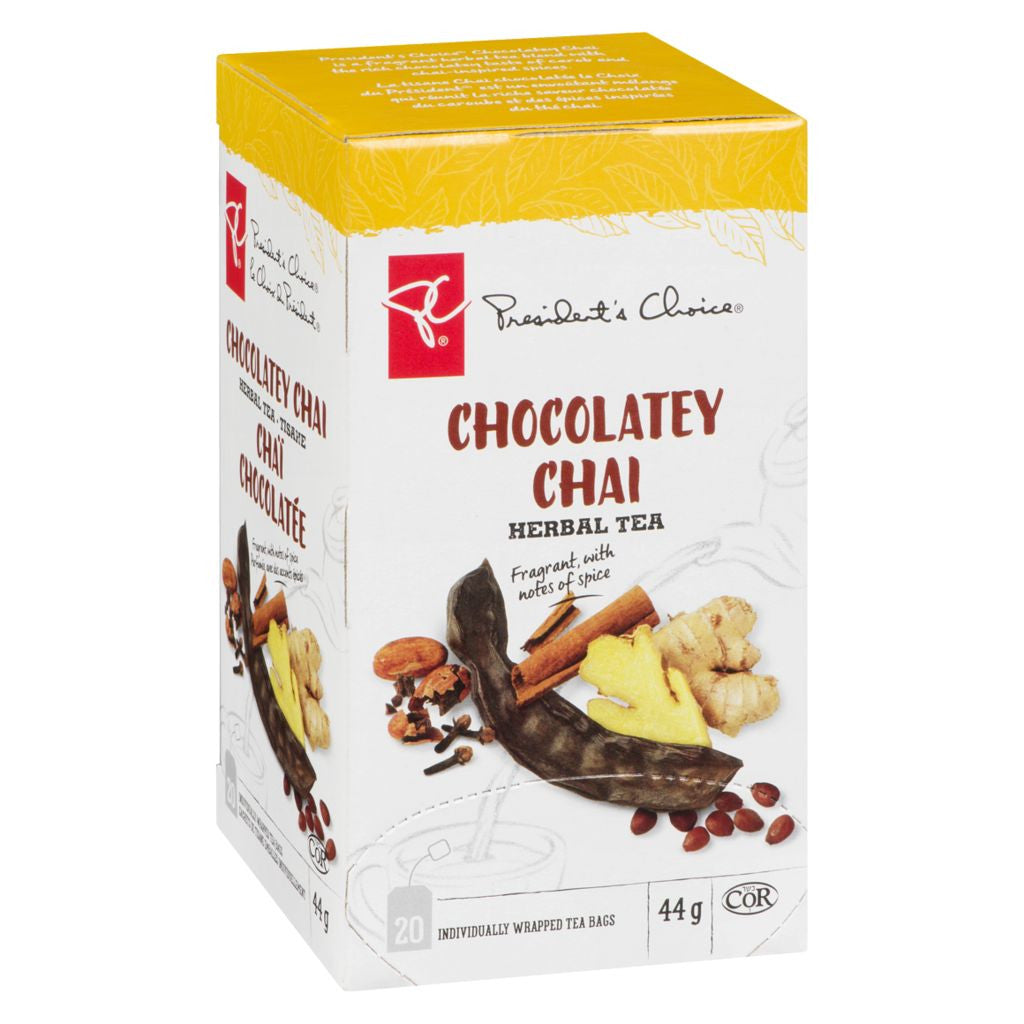 PRESIDENT'S CHOICE Chocolatey Chai Herbal Tea 20ct, 44g {Imported from Canada}