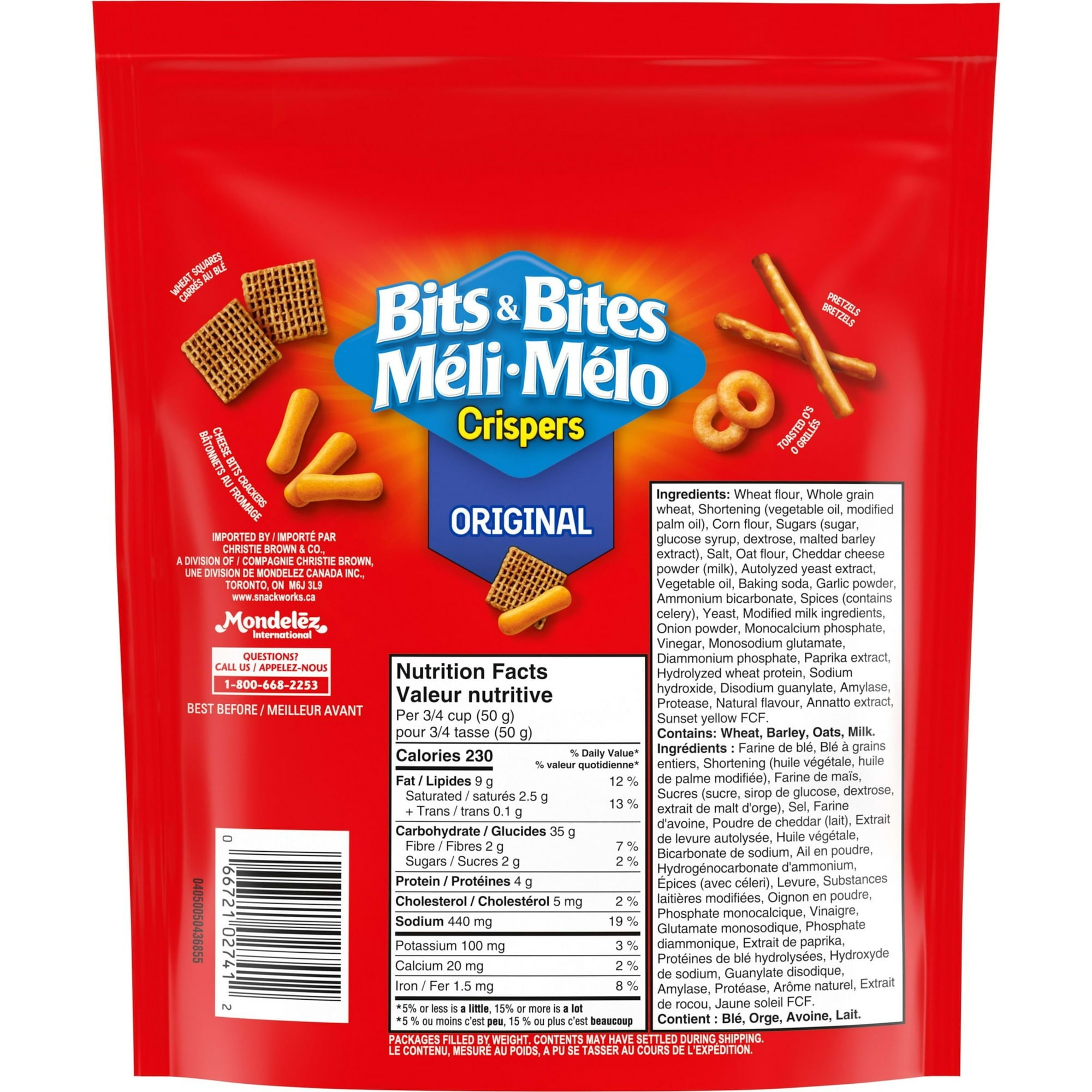 Christie Bits & Bites Crispers Original Snack Mix back