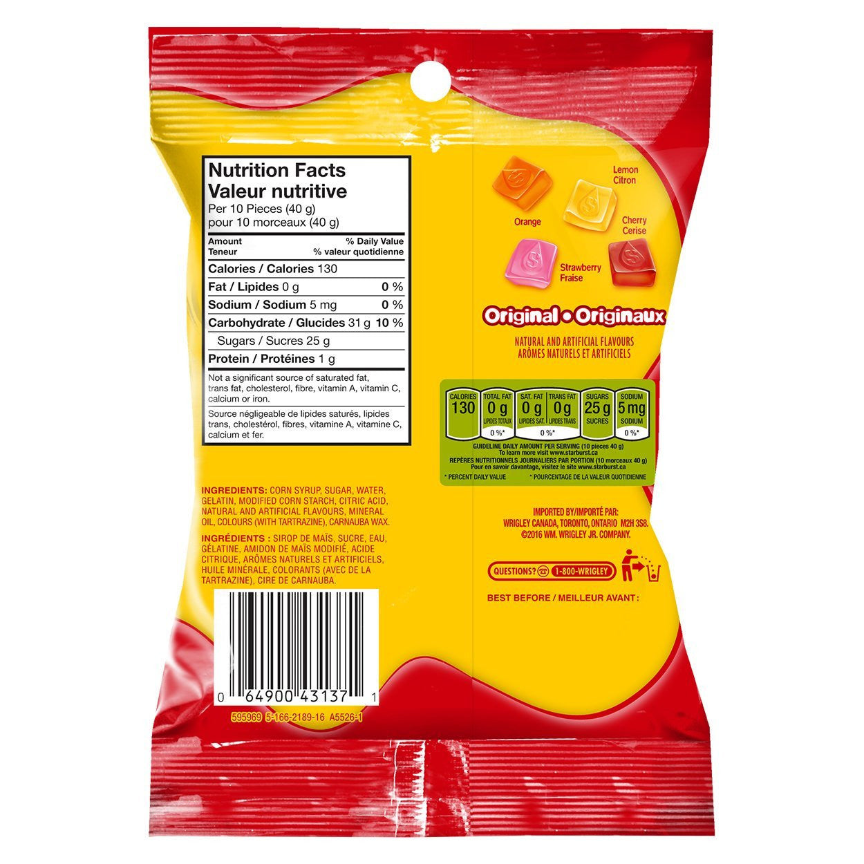 Starburst Gummies Original Candy, 164g/5.8oz, (Imported from Canada)