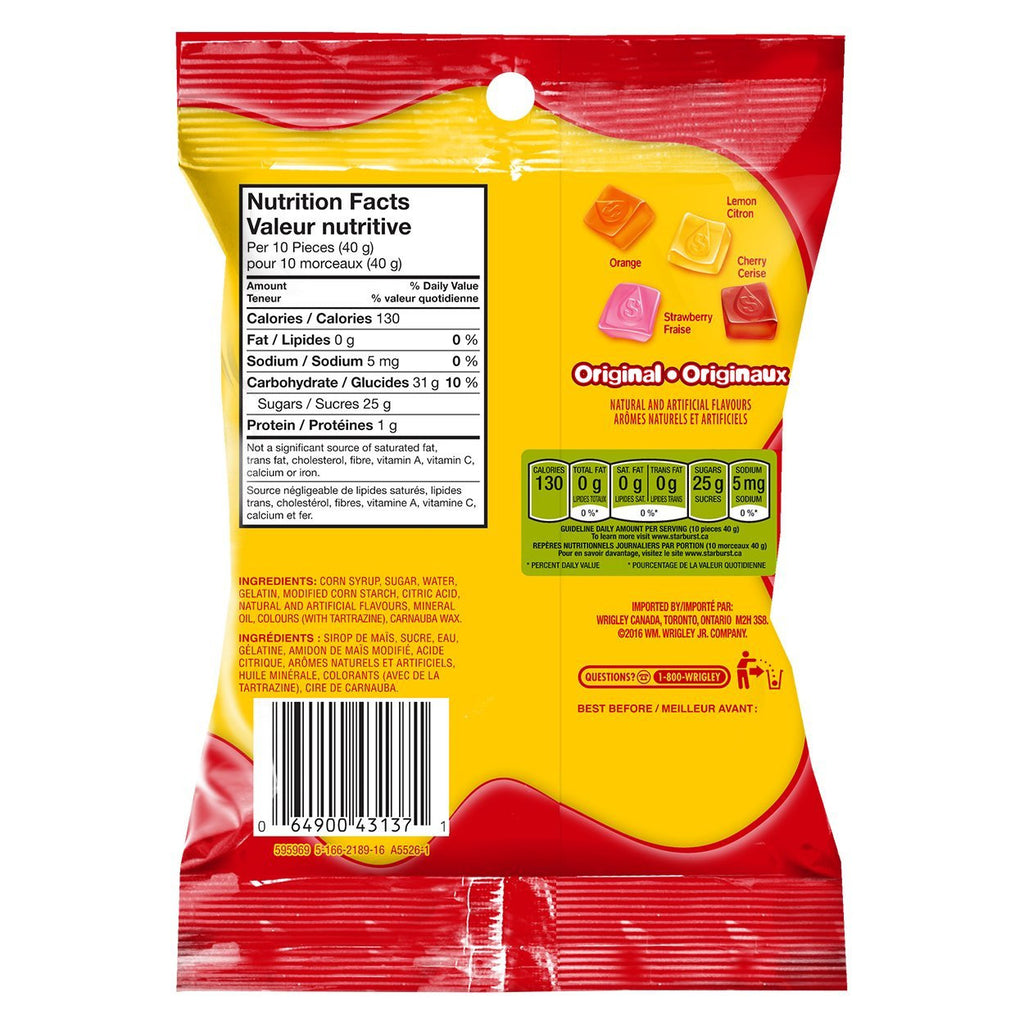 Starburst Gummies Original Candy, 164g/5.8oz, (Imported from Canada)