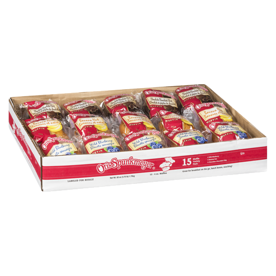 Otis Spunkmeyer, Assorted Muffins, (15 ct., 4 oz.per muffin), Blueberry, Banana, Chocolate, 1.7kg/3.75 lb Box. {Imported from Canada}