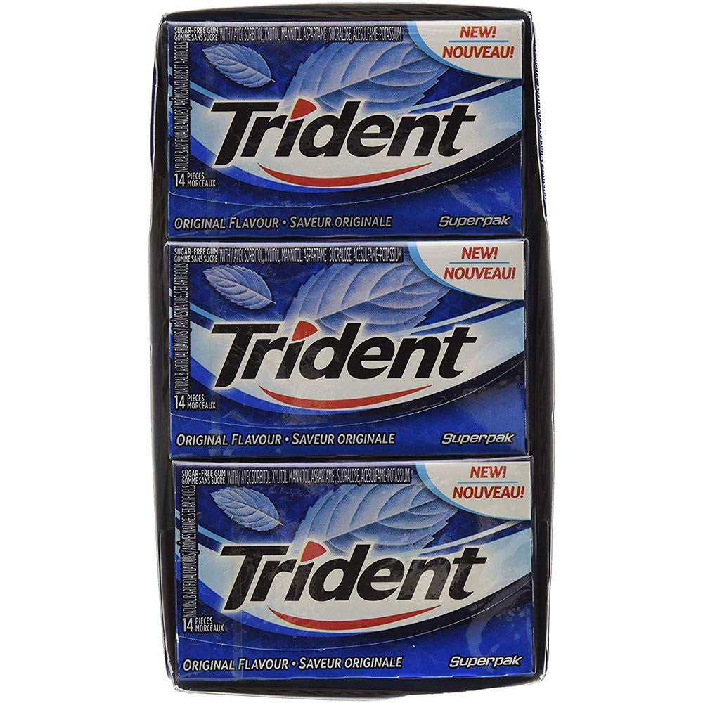 Trident Original Chewing Gum, 12 Pack (14 Pieces Each) ( Pack of 3) {Imported from Canada}