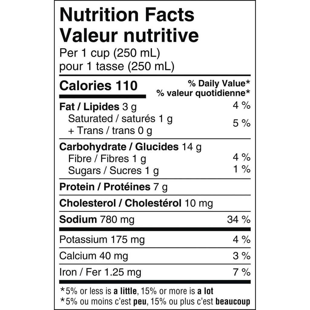 Campbell's Italian Wedding Soup, 515ml/17.4 oz., Tin, nutrition facts label