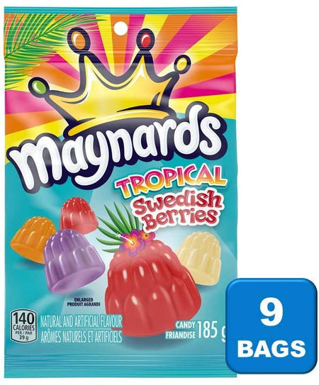 Maynards Gummy Tropical Swedish Berries 185g/6.5 oz., 9 Count, {Imported from Canada}