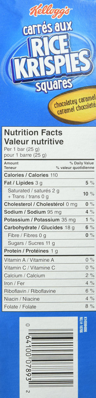 Kellogg's Rice Krispies Chocolatey Caramel Squares, 200g/7oz.,8ct. {Imported from Canada}