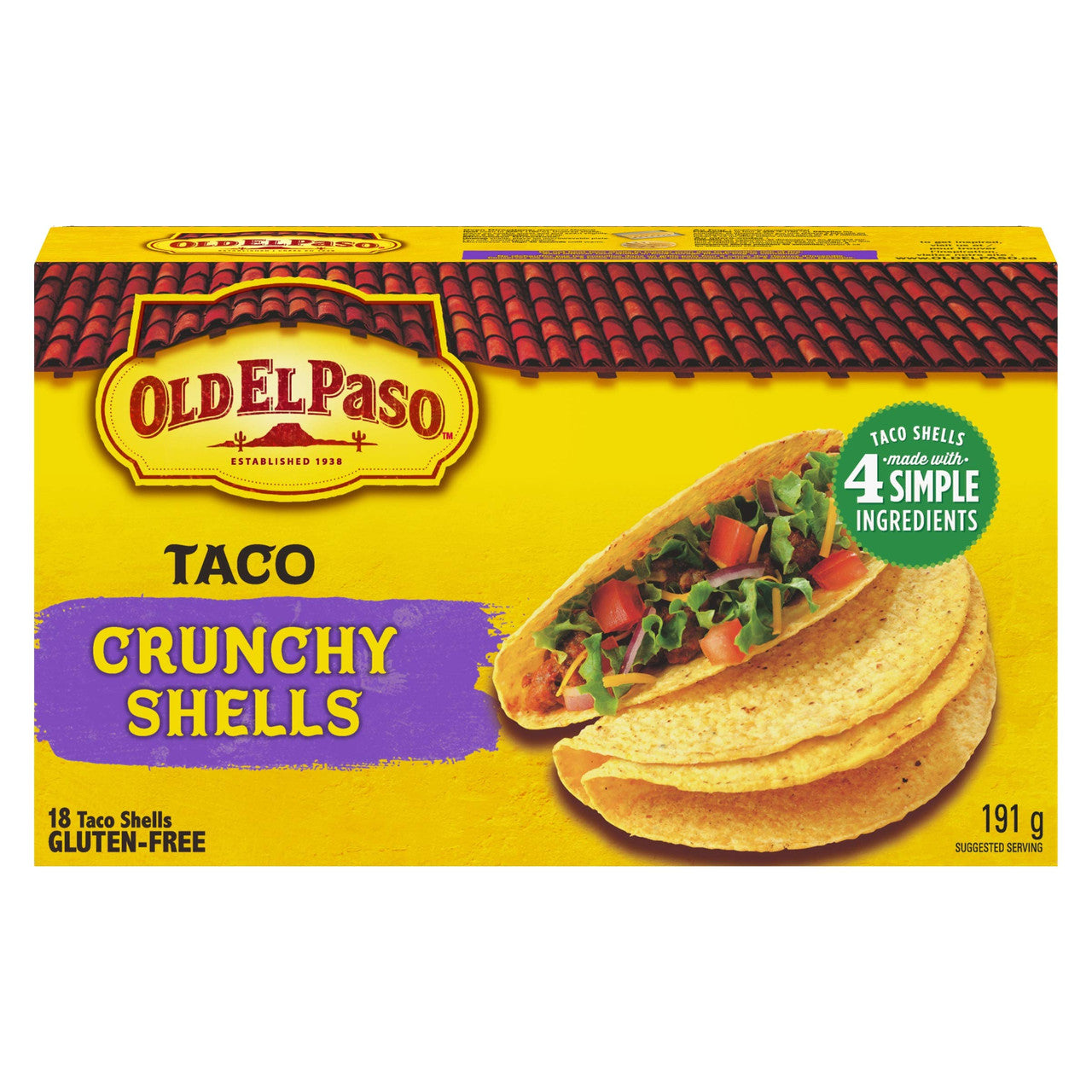 Old El Paso Gluten Free Taco Crunchy Shells (18pk) 191g/6.7 oz {Imported from Canada}