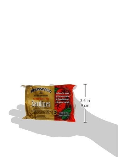 Brunswick Canadian Style Sardines in Tomato Sauce 106g/3.7 oz., (12pk) {Imported from Canada}