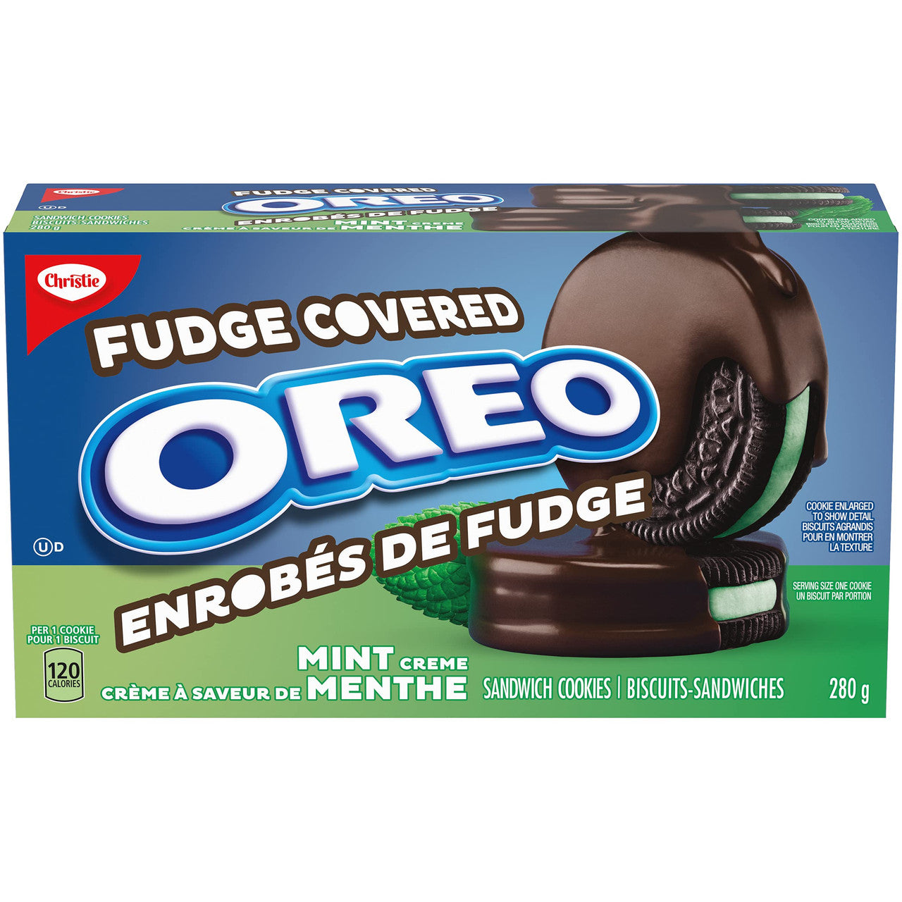 Christie Oreo Mint Chocolate Fudge Covered Cookies, 280g/9.9oz., Bag, (Imported from Canada)