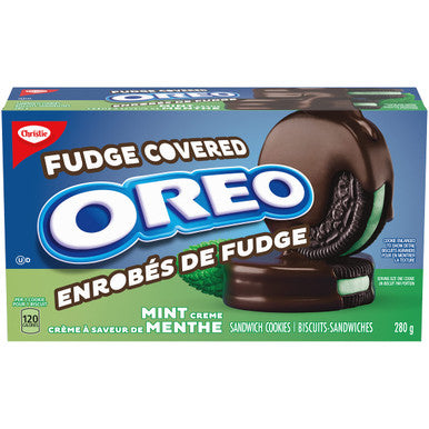 Christie Oreo Mint Chocolate Fudge Covered Cookies, 280g/9.9oz., Bag, (Imported from Canada)