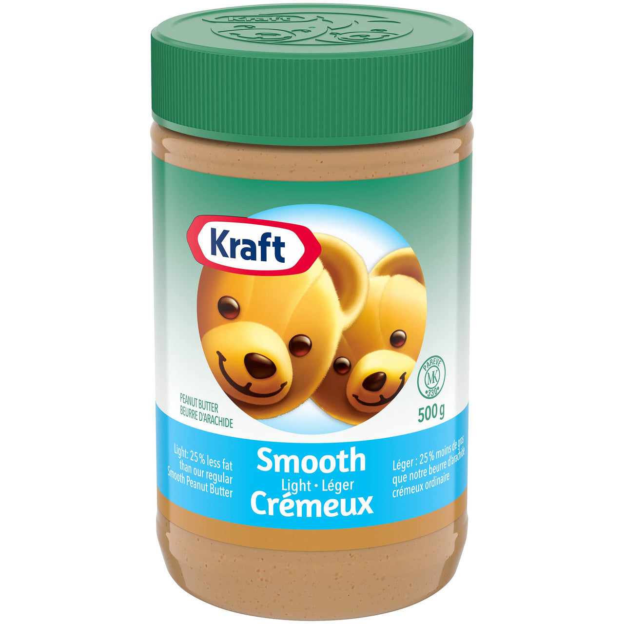 Kraft Peanut Butter, Light Smooth, 500g/17.6 oz. (Pack of 12) {Imported from Canada}