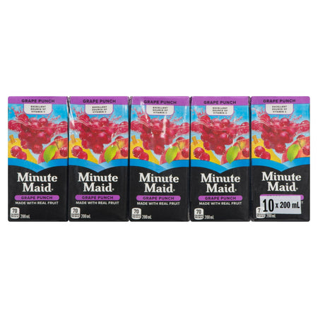 Minute Maid Grape Punch Juice Boxes Perfect for On-The-Go, 10x200ml, 2L/67.6 fl. oz - Front Of Package