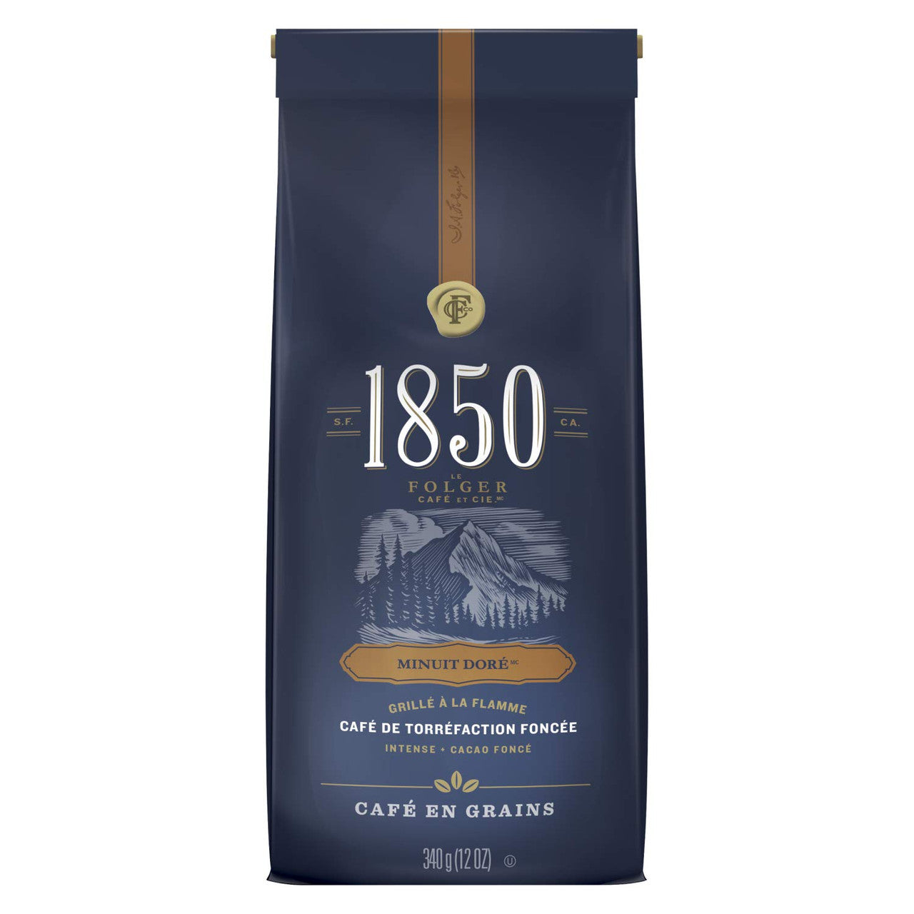 Folgers, 1850 Midnight Gold, Whole Bean Coffee, 340g/12oz., {Imported from Canada}