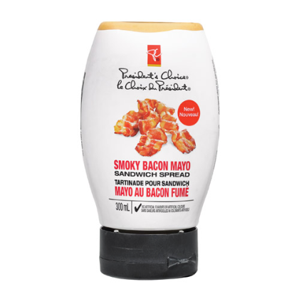 President's Choice Smoky Bacon Mayo Sandwich Spread, 300ml/10.1 fl. oz., (6 Pack) {Imported from Canada}