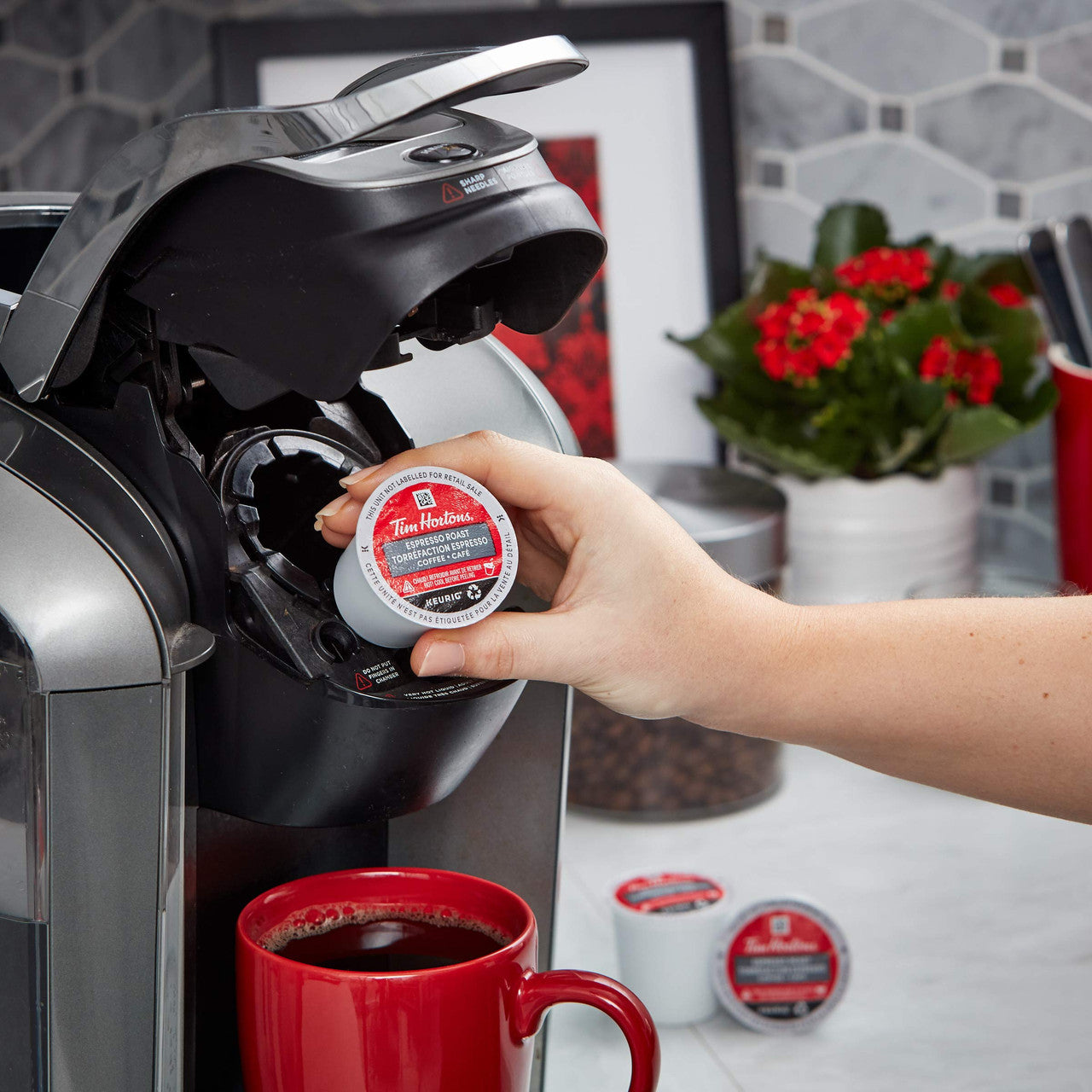 Tim Hortons Espresso Coffee, Single Serve Keurig K-Cup Pods, Dark Roast, 12ct Pack {Imported from Canada}