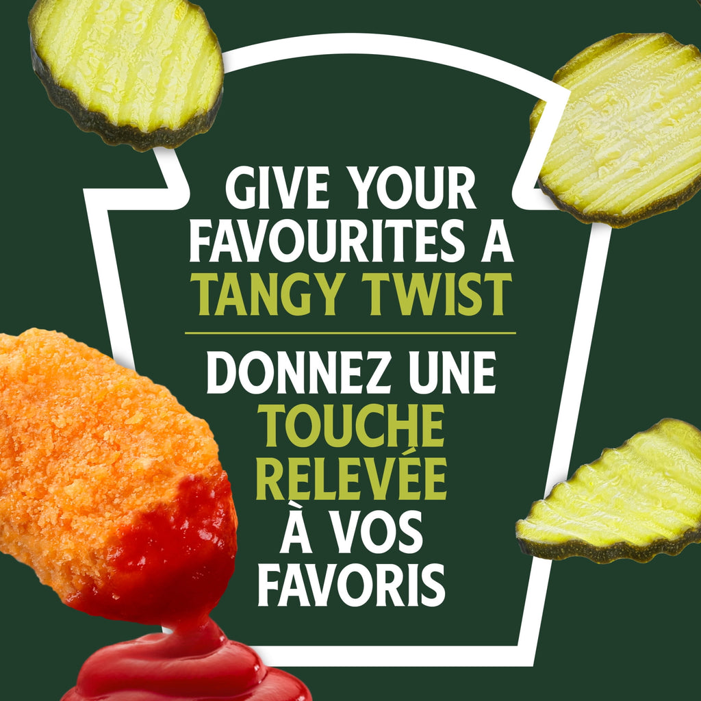 Give your favorites a tangy twist label of Heinz Pickle Flavored Tomato Ketchup 375ml/13 oz., Squeeze Bottle