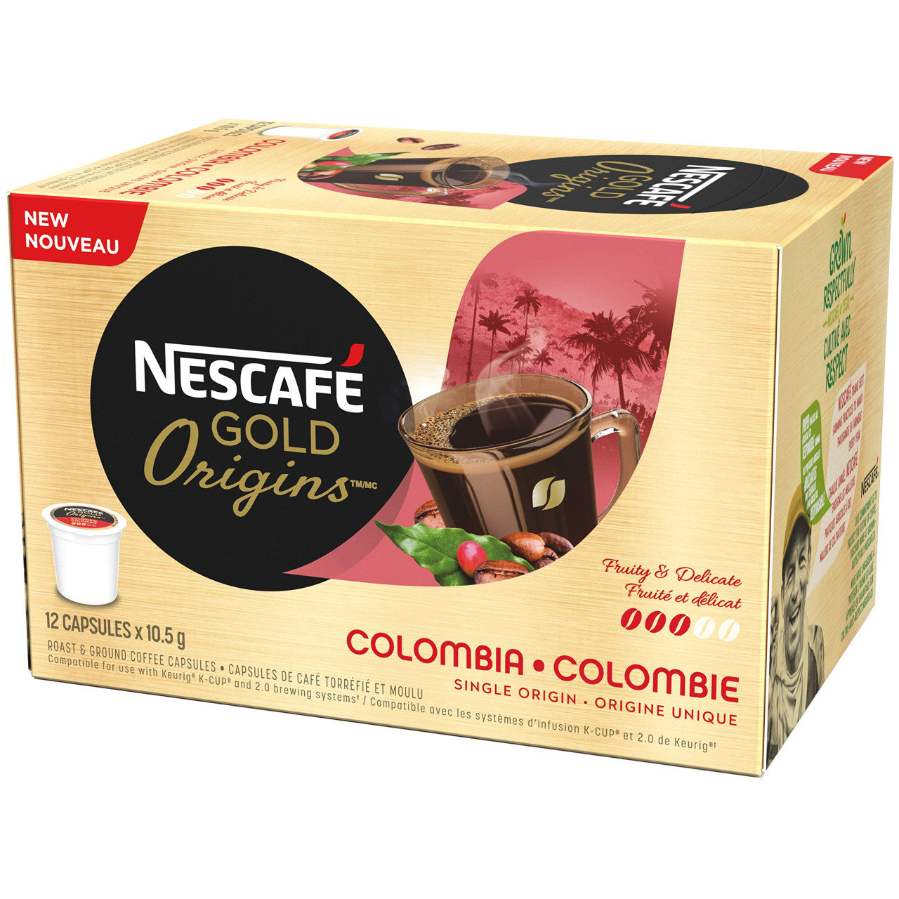 NESCAFE GOLD ORIGINS, Colombia Coffee Capsules, 12ct x 10.5 g, {Imported from Canada}