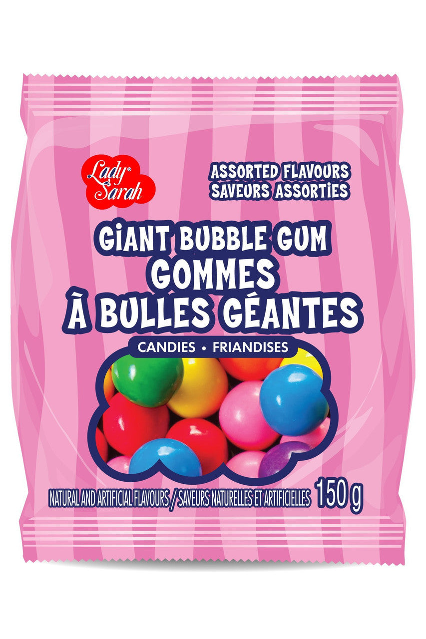 Lady Sarah, Giant Bubble Gum, Assorted Flavours, 150g/5.3oz., {Imported from Canada}
