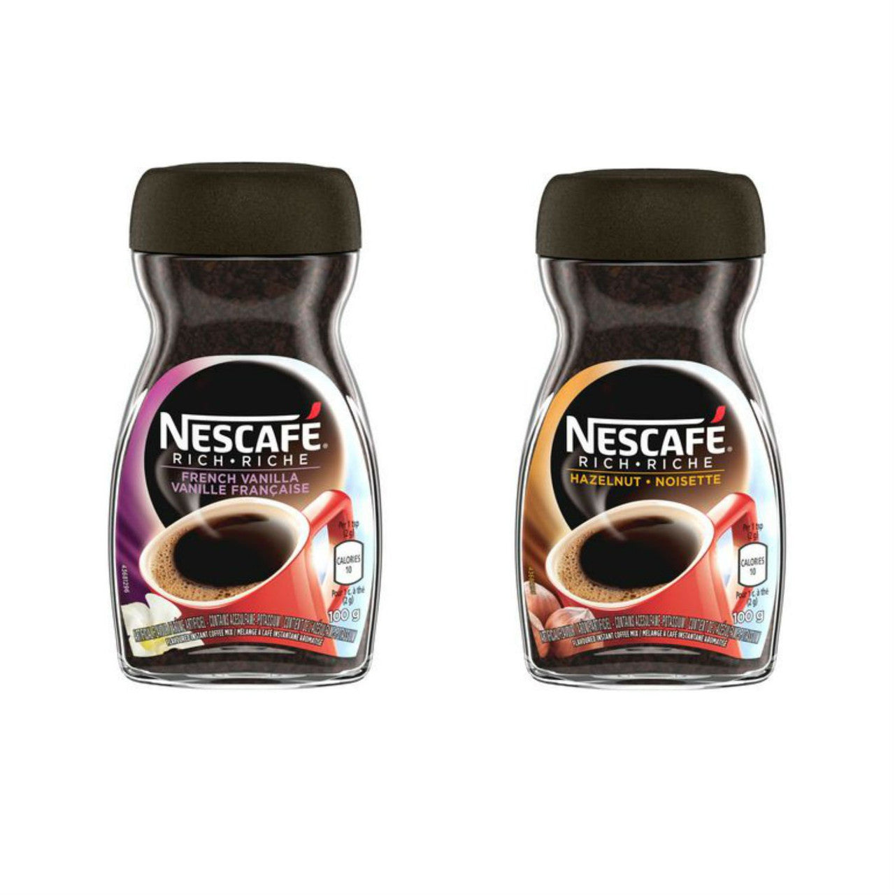 NESCAFE Coffee Bundle, One Rich Hazelnut 100g and One Rich French Vanilla 100g, {Imported from Canada}